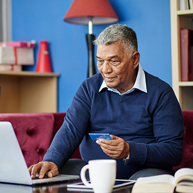 Man shopping online at home