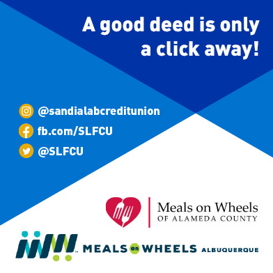 A good deed is only a click away! Sunward social media icons. Meals on Wheels of Alameda County. Meals on Wheels of Albuquerque